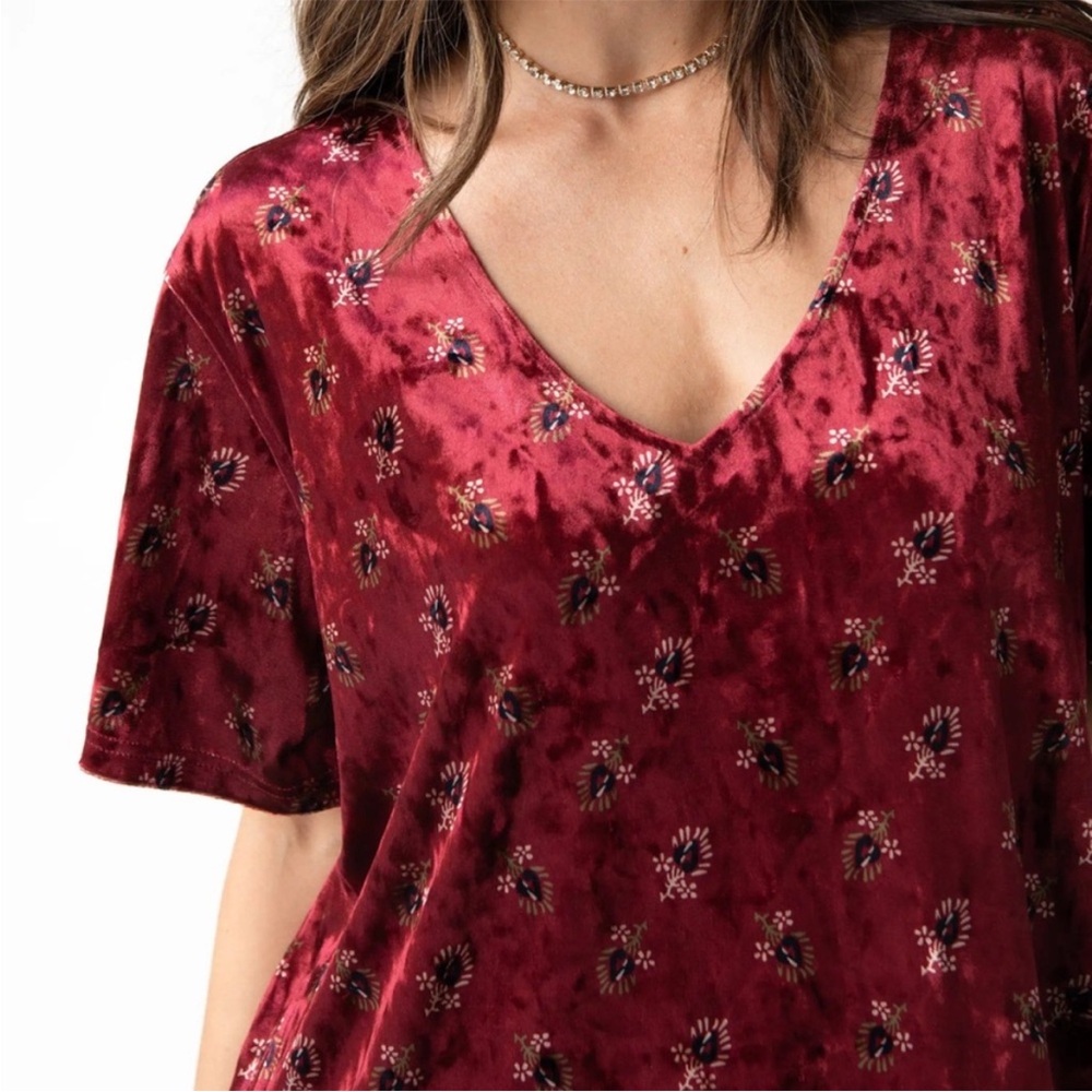 Natural Life red velvet mini dress XL boho peasant - Picture 3 of 5
